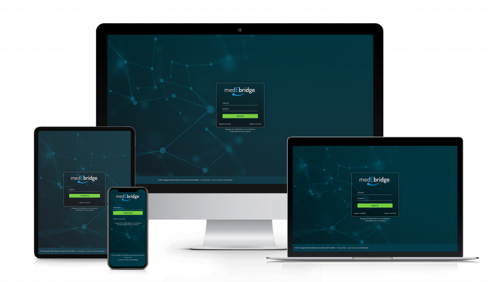 Different devices with medEbridge login screen